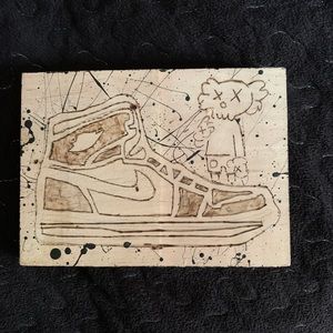 Custom 1of1 kaws jordan 1 art piece on wood